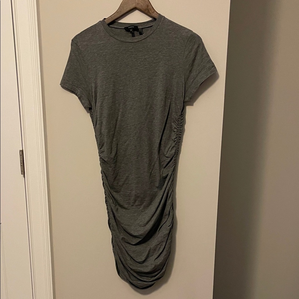 Theory Charcoal Ruched Midi Dress